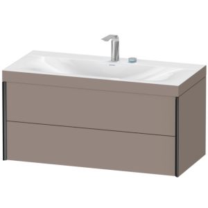 XViu Duravit vasque XV4616EB243C 100x48cm, 2 tiroirs, 2 trous pour robinetterie, noir mat, Cadres C, basalte mat