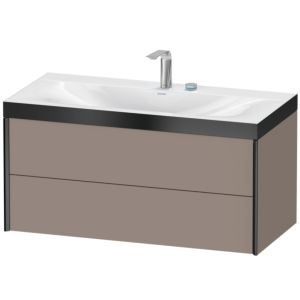 XViu Duravit vasque XV4616EB243P 100x48cm, 2 tiroirs, 2 trous pour robinetterie, noir mat, Cadres P, basalte mat