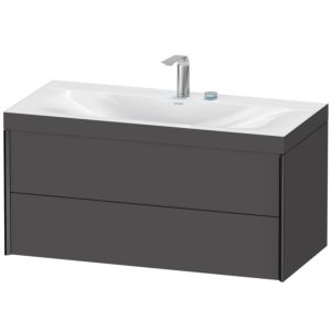 XViu Duravit vasque XV4616EB249C 100x48cm, 2 tiroirs, 2 trous pour robinetterie, noir mat, Cadres C, graphite mat