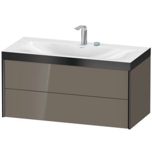 Duravit XViu vanity unit XV4616EB289P 100x48cm, 2 drawers, 2 tap holes, matt black, Rahmen P, flannel gray high gloss