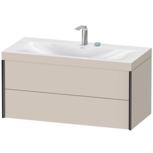 XViu Duravit vasque XV4616EB291C 100x48cm, 2 tiroirs, 2 trous pour robinetterie, noir mat, Cadres C, taupe mat