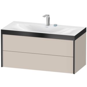 Duravit XViu Waschtisch-Unterschrank XV4616EB291P 100x48cm, 2 Schubkästen, 2 Hahnlöcher, schwarz matt, Rahmen P, taupe matt