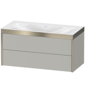Duravit XViu vanity unit XV4616NB107P 100x48cm, 2 drawers, without tap hole, matt champagne, Rahmen P, matt concrete gray