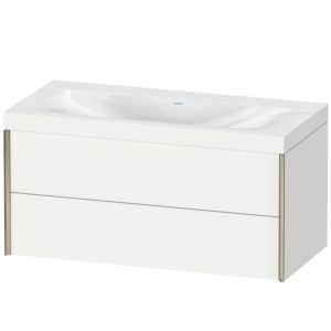 Duravit XViu Waschtisch-Unterschrank XV4616NB118C 100x48cm, 2 Schubkästen, ohne Hahnloch, champagner matt, Rahmen C, weiß matt