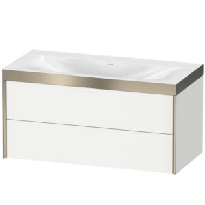 Duravit XViu Waschtisch-Unterschrank XV4616NB118P 100x48cm, 2 Schubkästen, ohne Hahnloch, champagner matt, Rahmen P, weiß matt