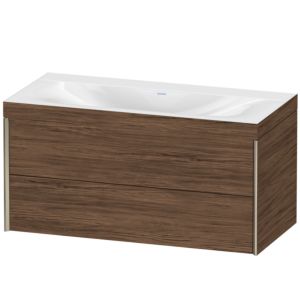 Duravit XViu vanity unit XV4616NB121C 100x48cm, 2 drawers, without tap hole, matt champagne, Rahmen C, dark walnut