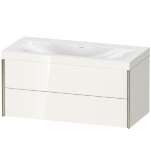 Duravit XViu vanity unit XV4616NB122C 100x48cm, 2 drawers, without tap hole, matt champagne, Rahmen C, white high gloss