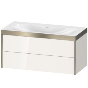 Duravit XViu Waschtisch-Unterschrank XV4616NB122P 100x48cm, 2 Schubkästen, ohne Hahnloch, champagner matt, Rahmen P, weiß hochglanz