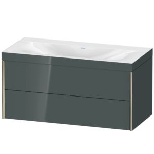 Duravit XViu vanity unit XV4616NB138C 100x48cm, 2 drawers, without tap hole, matt champagne, Rahmen C, dolomiti gray high gloss