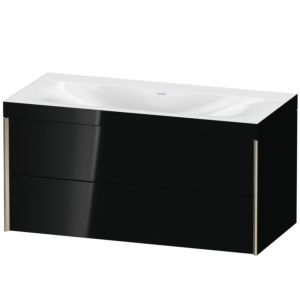 Duravit XViu vanity unit XV4616NB140C 100x48cm, 2 drawers, without tap hole, matt champagne, Rahmen C, high-gloss black