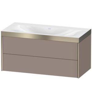 Duravit XViu Waschtisch-Unterschrank XV4616NB143P 100x48cm, 2 Schubkästen, ohne Hahnloch, champagner matt, Rahmen P, basalt matt