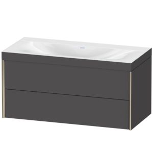 Duravit XViu vanity unit XV4616NB149C 100x48cm, 2 drawers, without tap hole, matt champagne, Rahmen C, matt graphite