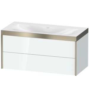 Duravit XViu vanity unit XV4616NB185P 100x48cm, 2 drawers, without tap hole, matt champagne, Rahmen P, white high gloss