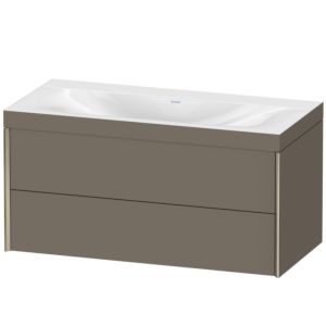 Duravit XViu vanity unit XV4616NB190C 100x48cm, 2 drawers, without tap hole, matt champagne, Rahmen C, flannel gray silk matt