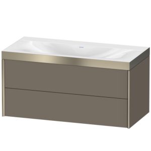 Duravit XViu vanity unit XV4616NB190P 100x48cm, 2 drawers, without tap hole, matt champagne, Rahmen P, flannel gray silk matt