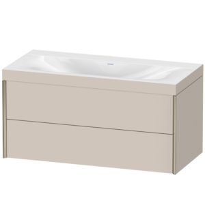 XViu Duravit vasque XV4616NB191C 100x48cm, 2 tiroirs, sans trou pour robinet, champagne mat, Cadres C, taupe mat