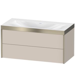 Duravit XViu vanity unit XV4616NB191P 100x48cm, 2 drawers, without tap hole, matt champagne, Rahmen P, matt taupe