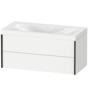 Duravit XViu Waschtisch-Unterschrank XV4616NB218C 100x48cm, 2 Schubkästen, ohne Hahnloch, schwarz matt, Rahmen C, weiß matt