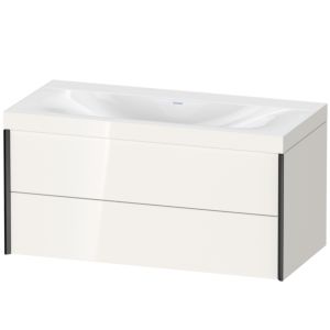 Duravit XViu vanity unit XV4616NB222C 100x48cm, 2 drawers, without tap hole, black matt, Rahmen C, white high gloss