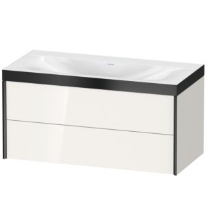 Duravit XViu vanity unit XV4616NB222P 100x48cm, 2 drawers, without tap hole, black matt, Rahmen P, white high gloss