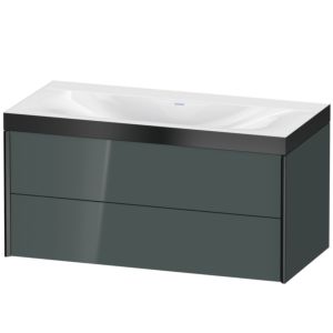 Duravit XViu vanity unit XV4616NB238P 100x48cm, 2 drawers, without tap hole, matt black, Rahmen P, dolomiti gray high gloss