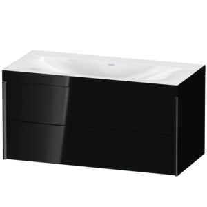 Duravit XViu vanity unit XV4616NB240C 100x48cm, 2 drawers, without tap hole, black matt, Rahmen C, black high gloss