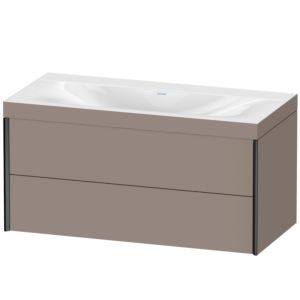 Duravit XViu vanity unit XV4616NB243C 100x48cm, 2 drawers, without tap hole, matt black, Rahmen C, matt basalt
