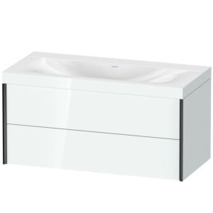 Duravit XViu vanity unit XV4616NB285C 100x48cm, 2 drawers, without tap hole, black matt, Rahmen C, white high gloss