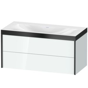 Duravit XViu vanity unit XV4616NB285P 100x48cm, 2 drawers, without tap hole, black matt, Rahmen P, white high gloss