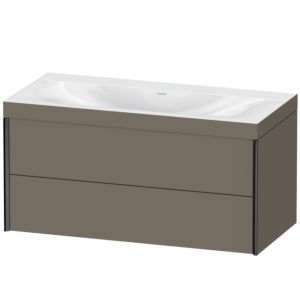 Duravit XViu Waschtisch-Unterschrank XV4616NB290C 100x48cm, 2 Schubkästen, ohne Hahnloch, schwarz matt, Rahmen C, flannel grey seidenmatt