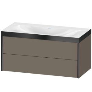Duravit XViu vanity unit XV4616NB290P 100x48cm, 2 drawers, without tap hole, matt black, Rahmen P, flannel gray silk matt