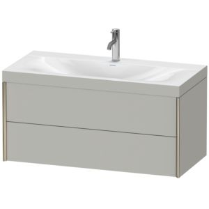 Duravit XViu vanity unit XV4616OB107C 100x48cm, 2 drawers, 2000 tap hole, matt champagne, Rahmen C, matt concrete gray
