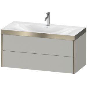 Duravit XViu vanity unit XV4616OB107P 100x48cm, 2 drawers, 2000 tap hole, matt champagne, Rahmen P, matt concrete gray