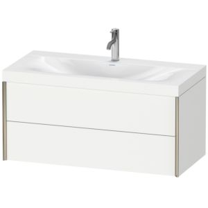 Duravit XViu Waschtisch-Unterschrank XV4616OB118C 100x48cm, 2 Schubkästen, 1 Hahnloch, champagner matt, Rahmen C, weiß matt