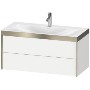 Duravit XViu vanity unit XV4616OB118P 100x48cm, 2 drawers, 2000 tap hole, matt champagne, Rahmen P, matt white