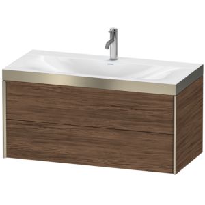Duravit XViu vanity unit XV4616OB121P 100x48cm, 2 drawers, 2000 tap hole, matt champagne, Rahmen P, dark walnut