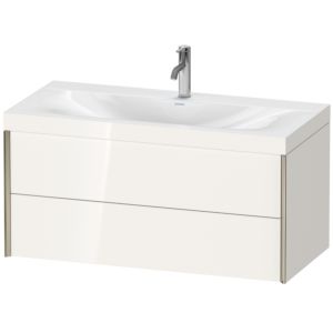 Duravit XViu vasque XV4616OB122C 100x48cm, 2 tiroirs, 2000 , champagne mat, Cadres C, blanc haute brillance