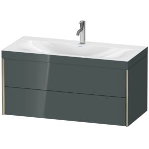 Duravit XViu Waschtisch-Unterschrank XV4616OB138C 100x48cm, 2 Schubkästen, 1 Hahnloch, champagner matt, Rahmen C, dolomiti grey hochglanz