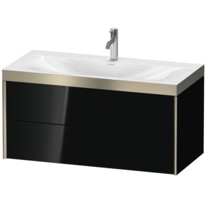 Duravit XViu Waschtisch-Unterschrank XV4616OB140P 100x48cm, 2 Schubkästen, 1 Hahnloch, champagner matt, Rahmen P, schwarz hochglanz