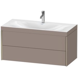 Duravit XViu vanity unit XV4616OB143C 100x48cm, 2 drawers, 2000 tap hole, matt champagne, Rahmen C, matt basalt