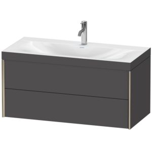 Duravit XViu Waschtisch-Unterschrank XV4616OB149C 100x48cm, 2 Schubkästen, 1 Hahnloch, champagner matt, Rahmen C, graphit matt