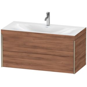 XViu Duravit vasque XV4616OB179C 100x48cm, 2 tiroirs, 2000 , champagne mat, Cadres C, noyer naturel