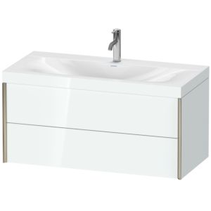 Duravit XViu vanity unit XV4616OB185C 100x48cm, 2 drawers, 2000 tap hole, matt champagne, Rahmen C, white high gloss