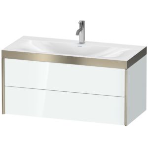 Duravit XViu vanity unit XV4616OB185P 100x48cm, 2 drawers, 2000 tap hole, matt champagne, Rahmen P, white high gloss