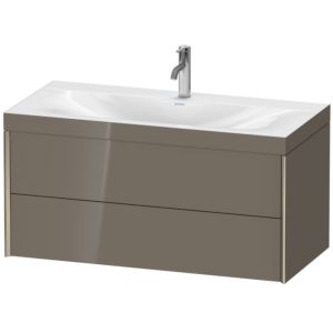 XViu Duravit vasque XV4616OB189C 100x48cm, 2 tiroirs, 2000 , champagne mat, Cadres C, gris flanelle brillant