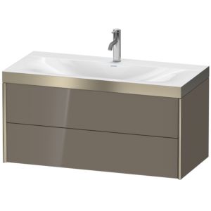 Duravit XViu vanity unit XV4616OB189P 100x48cm, 2 drawers, 2000 tap hole, matt champagne, Rahmen P, flannel gray high gloss