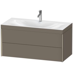 Duravit XViu Waschtisch-Unterschrank XV4616OB190C 100x48cm, 2 Schubkästen, 1 Hahnloch, champagner matt, Rahmen C, flannel grey seidenmatt