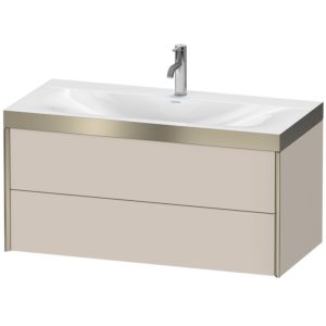 Duravit XViu vanity unit XV4616OB191P 100x48cm, 2 drawers, 2000 tap hole, matt champagne, Rahmen P, matt taupe