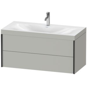 Duravit XViu vanity unit XV4616OB207C 100x48cm, 2 drawers, 2000 tap hole, matt black, Rahmen C, matt concrete gray