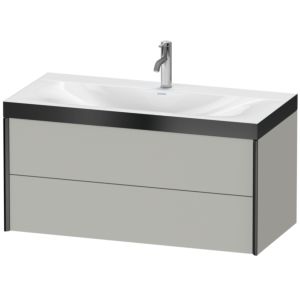 Duravit XViu vanity unit XV4616OB207P 100x48cm, 2 drawers, 2000 tap hole, matt black, Rahmen P, matt concrete gray